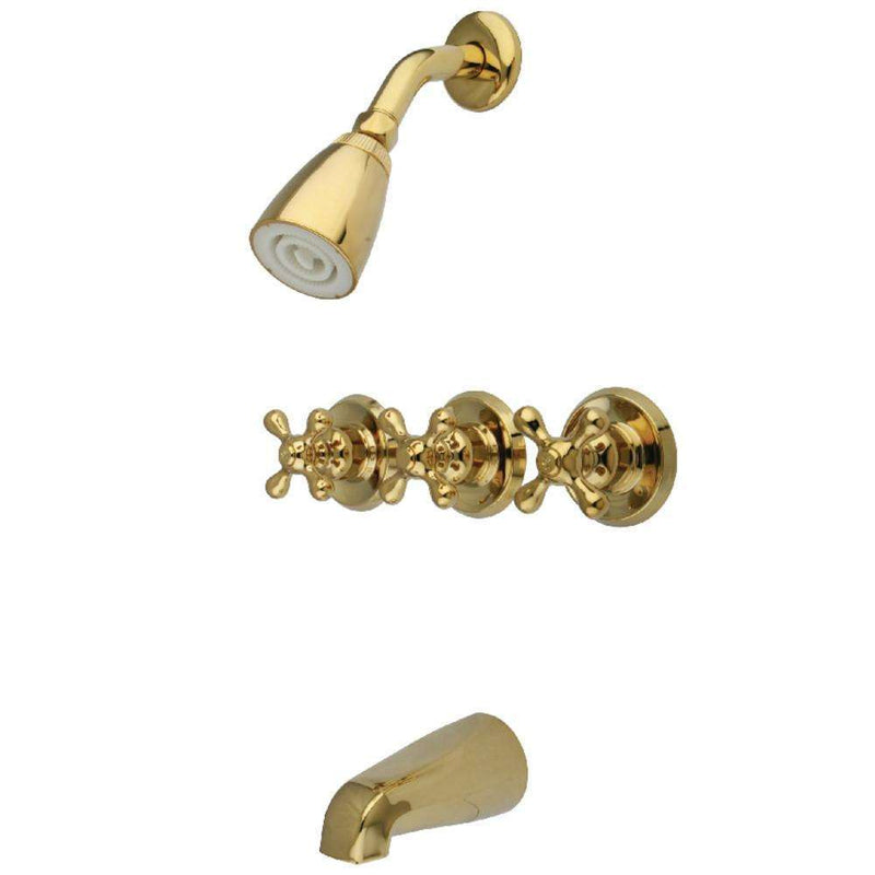 Kingston Brass KB232AX Tub and Shower Faucet, Polished Brass