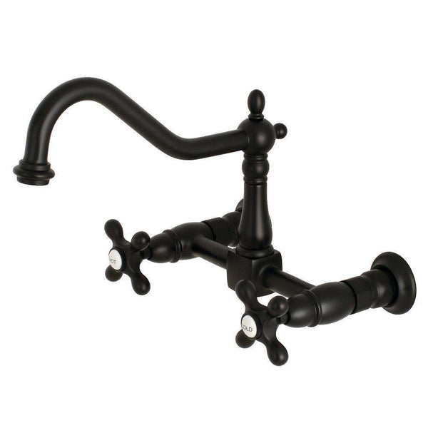 Kingston KS1240AX Heritage 8 in. Wall Mount Kitchen Faucet,