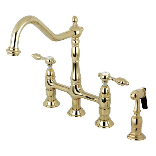 Kingston KS1272TALBS Bridge Kitchen Faucet W/Brass