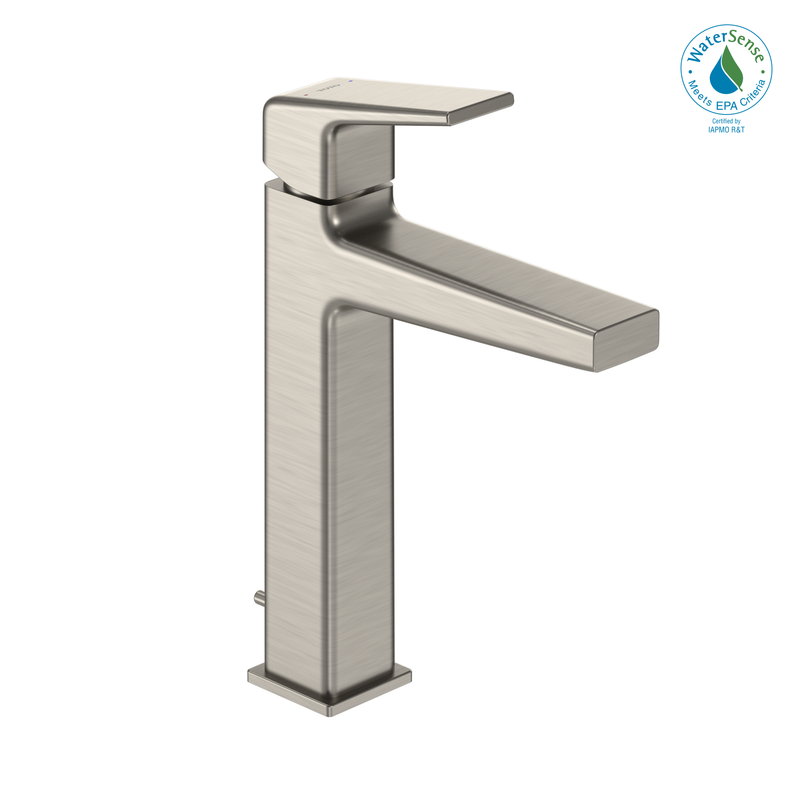 TOTO GB 1.2 GPM Single Handle Semi-Vessel Bathroom Sink Faucet with COMFORT GLIDE Technology, Brushed Nickel TLG10303U