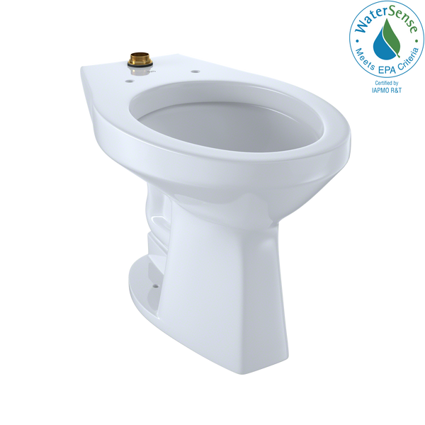 TOTO Elongated Floor-Mounted Flushometer ADA Compliant Toilet Bowl with Top Spud and CeFiONtect, Cotton White CT705ULNG#01