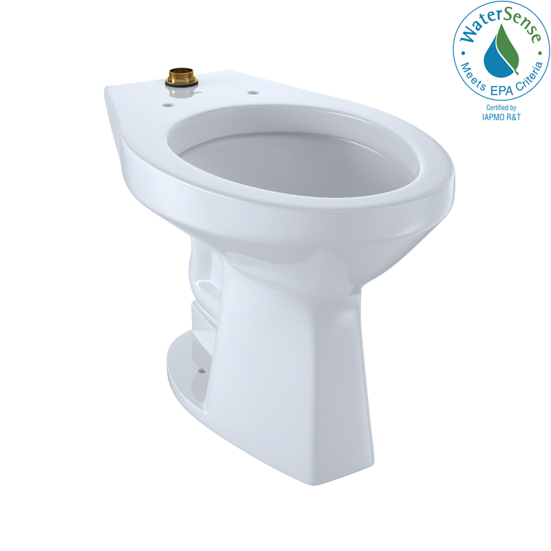 TOTO Elongated Floor-Mounted Flushometer ADA Compliant Toilet Bowl with Top Spud and CeFiONtect, Cotton White CT705ULNG