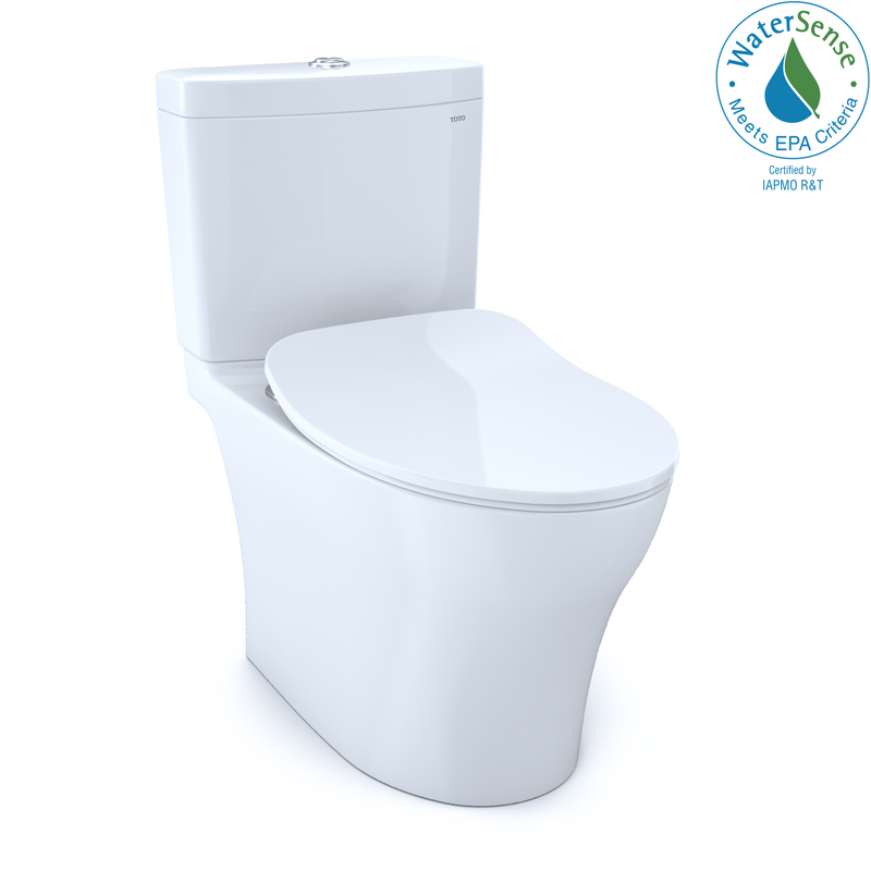TOTO Aquia IV Two-Piece Elongated Dual Flush 1.28 and 0.8 GPF Toilet with CEFIONTECT and SoftClose Seat, WASHLET Ready, Cotton White MS446234CEMG