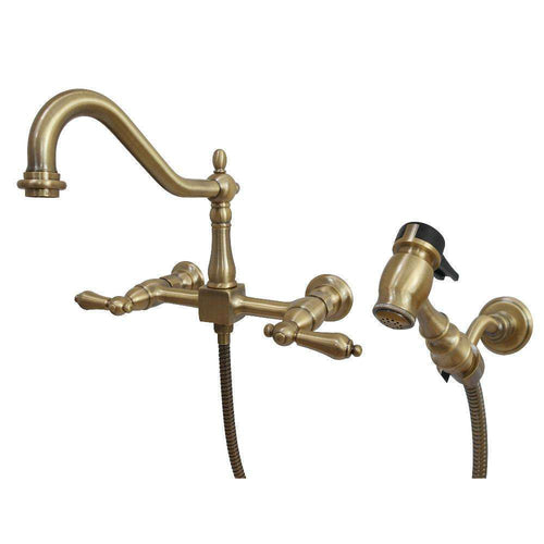 Kingston KS1243ALBS Heritage 8 in. Wall Mount Kitchen Faucet