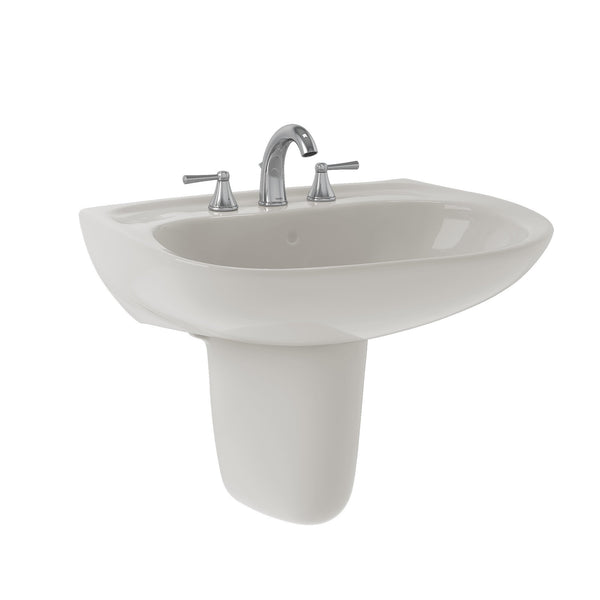 TOTO Prominence Oval Wall-Mount Bathroom Sink with CeFiONtect and Shroud for 8 Inch Center Faucets, Colonial White LHT242.8G#11