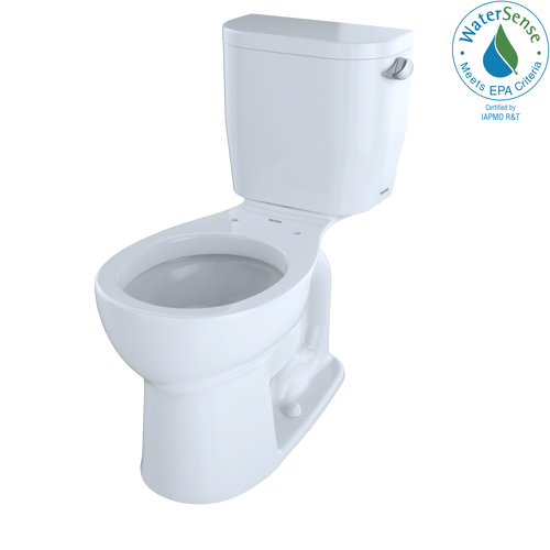 TOTO Entrada Two-Piece Round 1.28 GPF Universal Height Toilet with Right-Hand Trip Lever, Cotton White CST243EFR#01