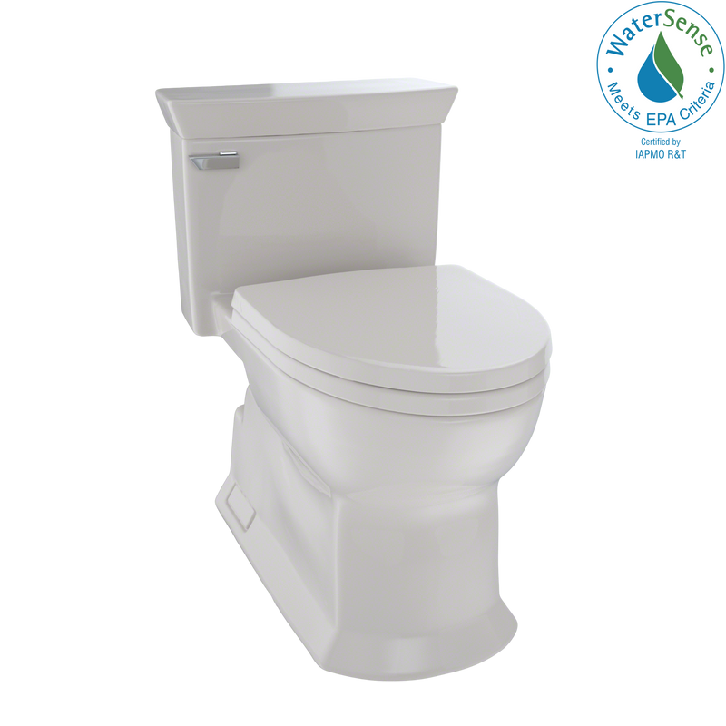 TOTO Eco Soir e One Piece Elongated 1.28 GPF Universal Height Skirted Toilet with CeFiONtect, Sedona Beige MS964214CEFG