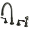 Kingston Brass KS2795DFLBS Widespread Kitchen Faucet Bronze