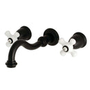 Kingston KS3120PX Vt 2-Hnd Wall Mount Bath Faucet, Matte