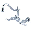 Kingston KS1241PL Heritage 8 in. Wall Mount Kitchen Faucet