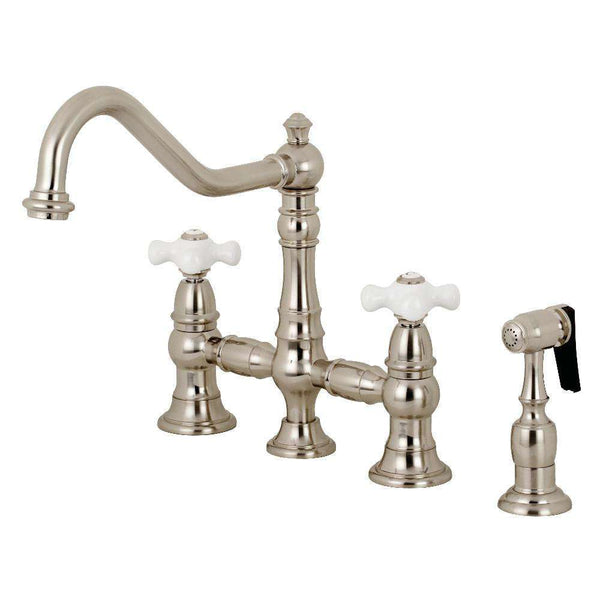 Kingston KS3278PXBS Restoration 8" Bridge Kitchen Faucet Sp