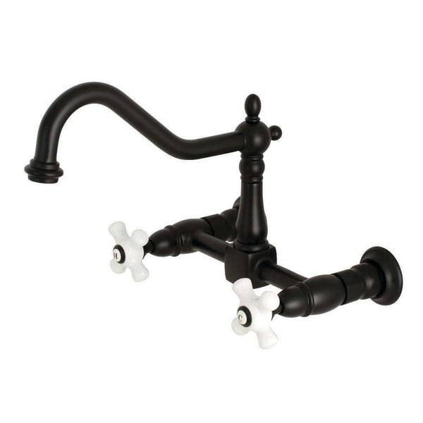 Kingston KS1240PX Heritage 8 in. Wall Mount Kitchen Faucet,