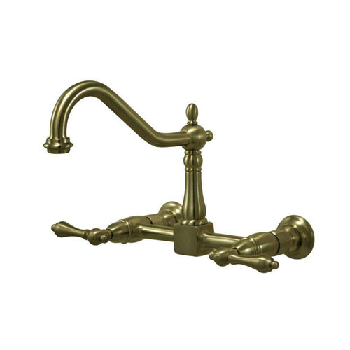 Kingston KS1243AL Heritage 8 in. Wall Mount Kitchen Faucet,