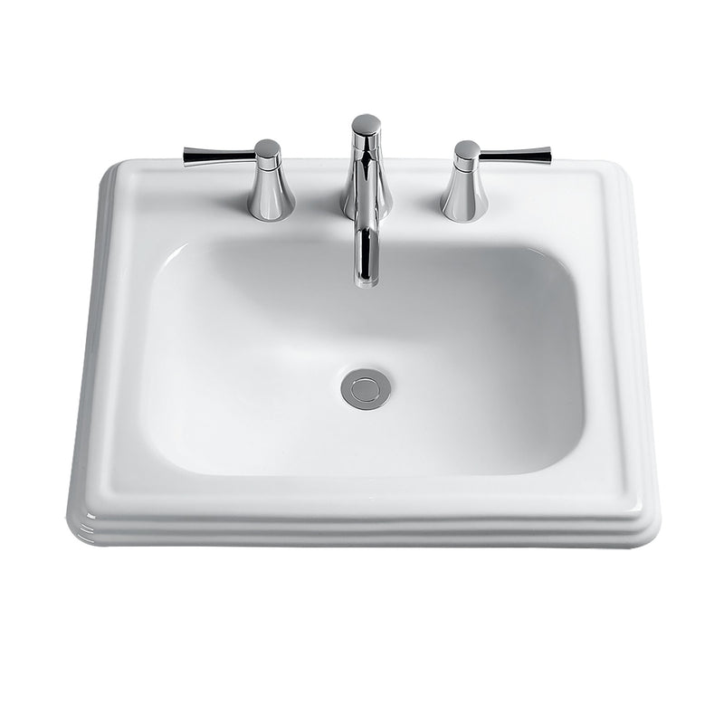 TOTO Promenade Rectangular Self-Rimming Drop-In Bathroom Sink for 8 Inch Center Faucets, Cotton White LT531.8