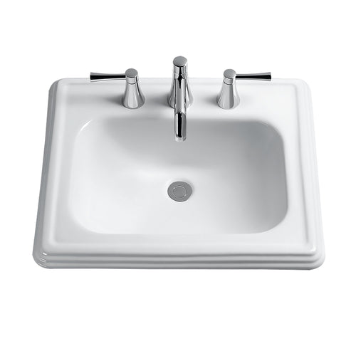 TOTO Promenade Rectangular Self-Rimming Drop-In Bathroom Sink for 4 Inch Center Faucets, Cotton White LT531.4#01