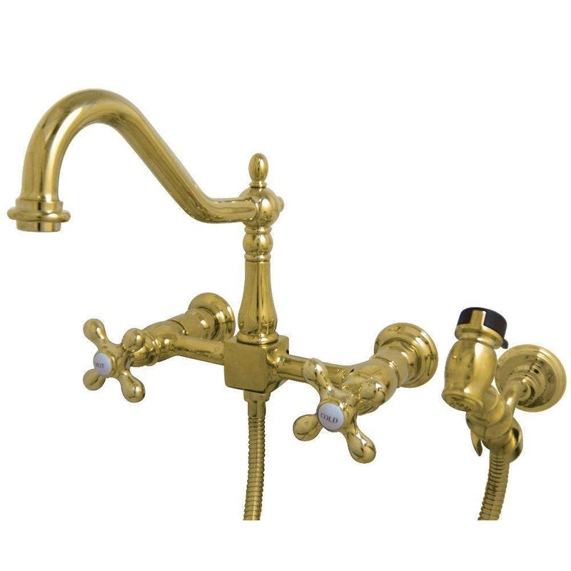 Kingston KS1242AXBS Heritage 8 in. Wall Mount Kitchen Faucet