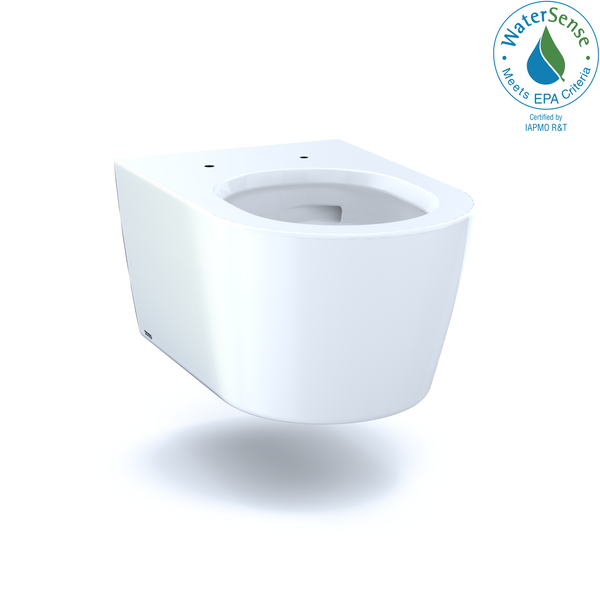 TOTO RP Wall-Hung Contemporary D-Shape Dual Flush 1.28 and 0.9 GPF Toilet with CEFIONTECT, Cotton White CT447CFG#01