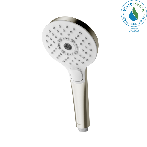 TOTO G Series Round Three Spray Modes 4 inch 1.75 GPM Handshower with ACTIVE WAVE, COMFORT WAVE, and WARM SPA, Brushed Nickel TBW01011U4#BN