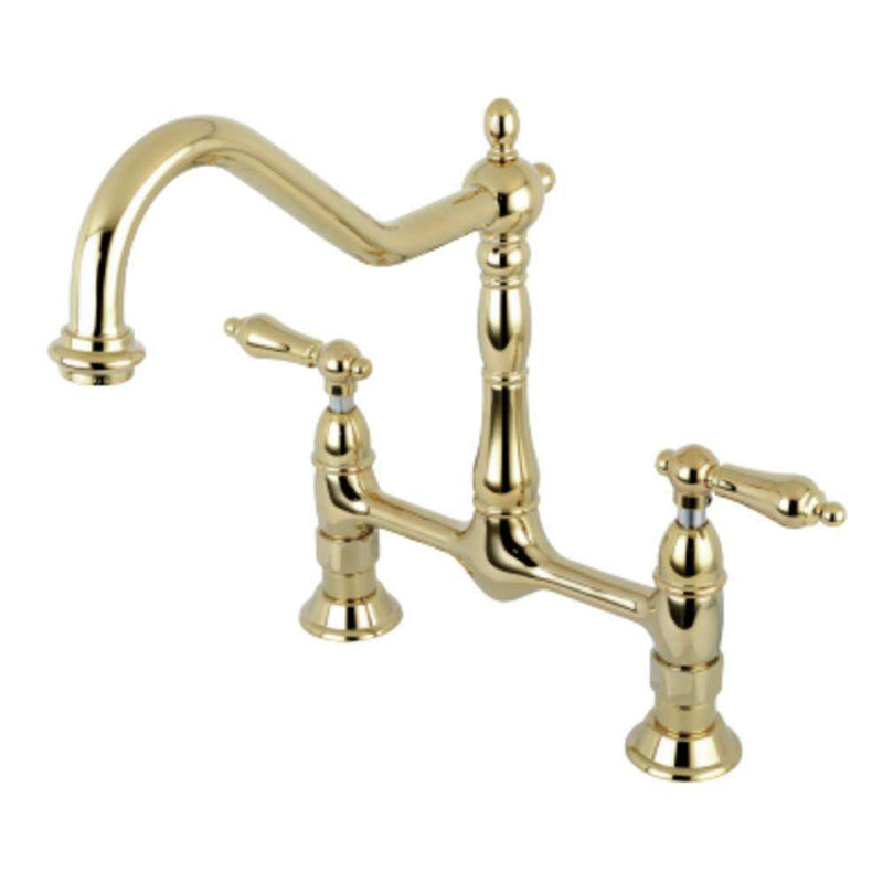 Kingston Brass KS1172AL Heritage Kitchen Bridge Faucet Brass