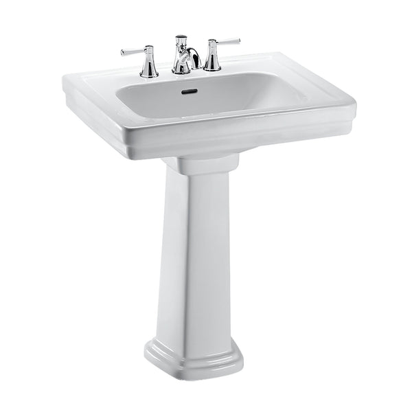 TOTO Promenade 27-1/2" x 22-1/4" Rectangular Pedestal Bathroom Sink for 8 inch Center Faucets, Cotton White LPT530.8N#01