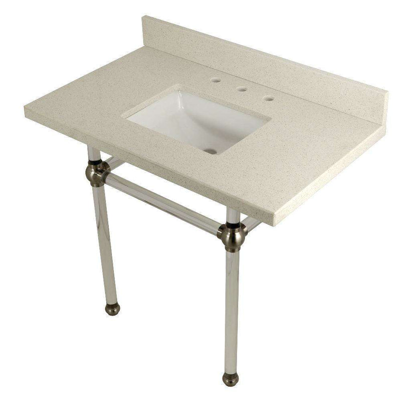 Kingston Brass KVPB3630WQASQ8 36X22 White Quartz Vanity with