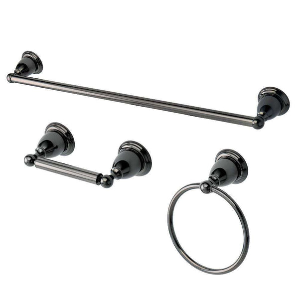 Kingston Brass BAK175248BK 3-Piece Towel Bar