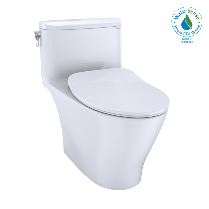 TOTO Nexus One-Piece Elongated 1.28 GPF Universal Height Toilet with CEFIONTECT and SS234 SoftClose Seat, WASHLET Ready, Cotton White MS642234CEFG