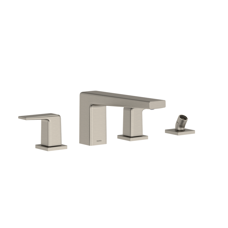 TOTO GB Two-Handle Deck-Mount Roman Tub Filler Trim with Handshower, Brushed Nickel TBG10202U