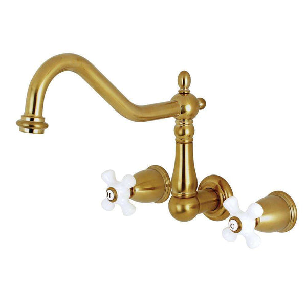 Kingston Brass KS1027PX Wall Mount Tub Filler, Brushed Brass