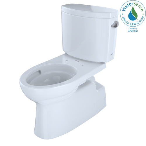 TOTO Vespin II Two-Piece Elongated 1.28 GPF Universal Height Skirted Toilet with CeFiONtect and Right-Hand Trip Lever, Cotton White CST474CEFRG#01