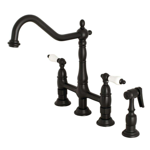 Kingston KS1270PLBS Heritage 8 in. Bridge Kitchen Faucet W/