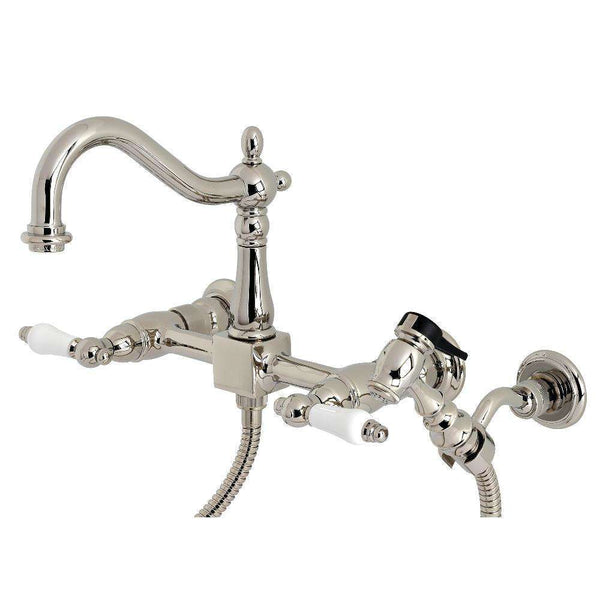 Kingston KS1266PLBS Heritage Wall Mount Bridge K Faucet