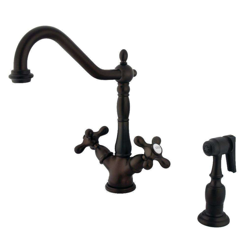 Kingston KS1235AXBS Heritage Deck Mount Kitchen Faucet W/