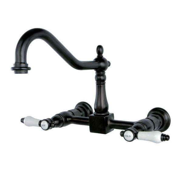 Kingston KS1245BPL 8" Centerset Wall Mount Kitchen Faucet