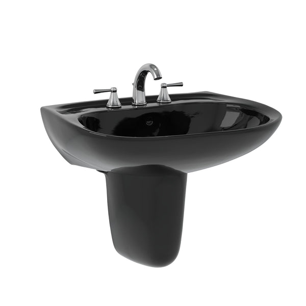 TOTO Prominence Oval Wall-Mount Bathroom Sink and Shroud for 4 Inch Center Faucets, Ebony LHT242.4#51